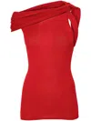 Rick Owens Twisted-neckline Knitted Tank Top In 红色
