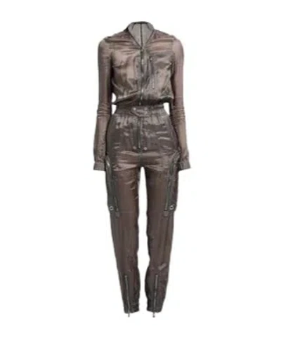 Rick Owens Two-color Satin Long-sleeved Jumpsuit In Black
