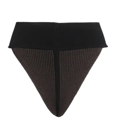 Rick Owens Twotone Knit Hot Shorts In Black