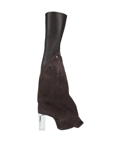 Rick Owens Two-tone Over-the-knee Boots In Brown