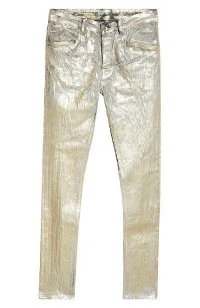Rick Owens Tyrone Metallic Coated Denim Skinny Jeans In Gold