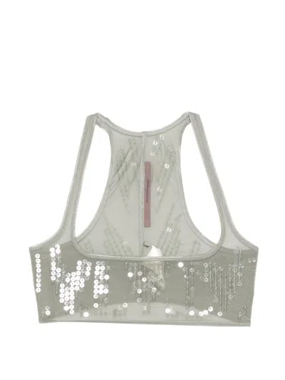 Rick Owens Unhorny Sequin-embellished Top In Gray
