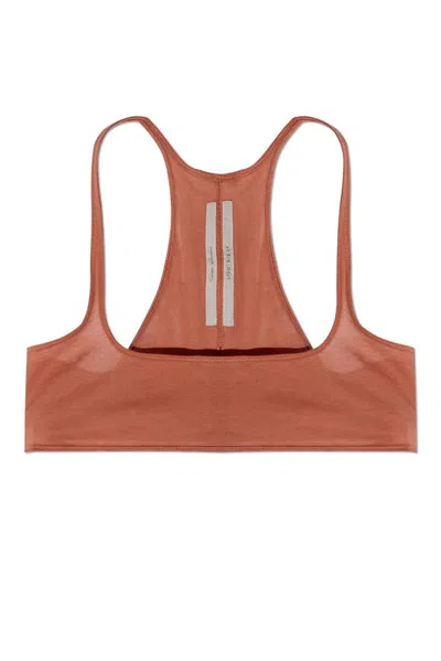 Rick Owens Unhorny Organic Cotton Crop Top In Brown