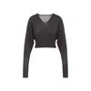 Rick Owens Cropped Virgin Wool Pullover V-neck In Brown