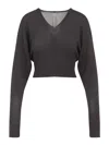 Rick Owens Cropped Virgin Wool Pullover V-neck In Brown