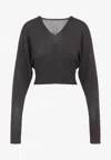 Rick Owens Cropped Virgin Wool Pullover V-neck In Black