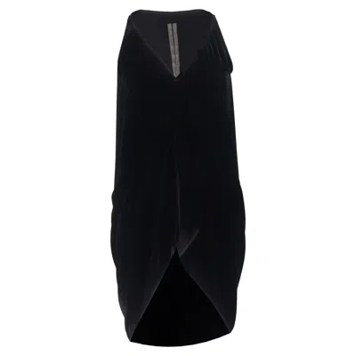 Rick Owens V-neck Asymmetric Tank Top In Black Velvet