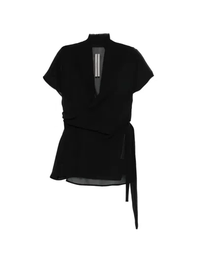 Rick Owens V-neck Blouse In Black
