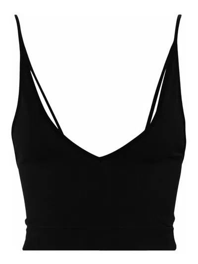 Rick Owens V-neck Crop Top In Black
