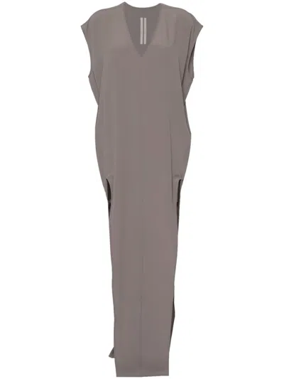 Rick Owens Crepe Maxi Dress In Grey