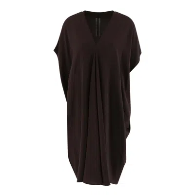 Rick Owens Tommykite V Dress In Brown