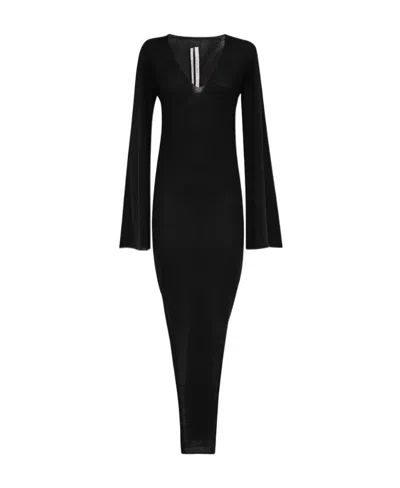 Rick Owens V-neck Dress In Black