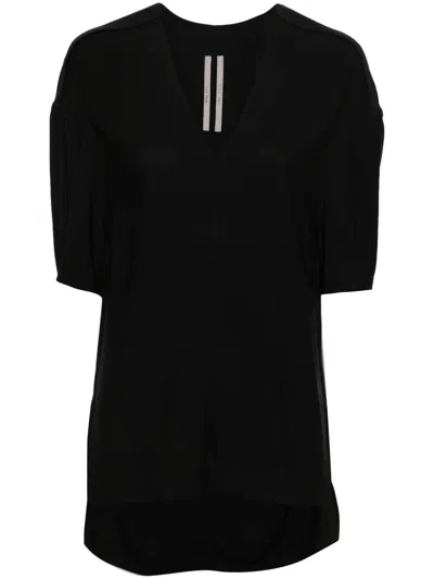 Rick Owens Short-sleeve V-neck Blouse In Black