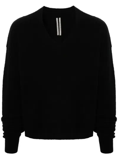 Rick Owens V-neck Drop-shoulder Jumper In Black