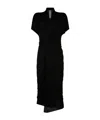 Rick Owens Draped Crepe Midi Wrap Dress In Black