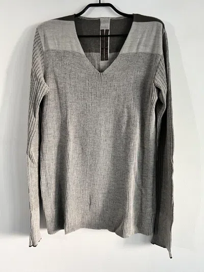 Pre-owned Rick Owens V Neck Knit By  In Grey