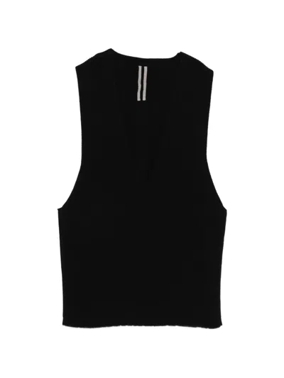 Rick Owens V-neck Knitted Vest In Black