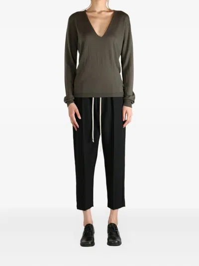 Rick Owens V-neck Long-sleeve Sweat In Gray