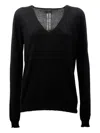Rick Owens Black Hollywood V Neck Pull Sweater In Black
