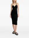Rick Owens V-neck Midi Dress In Black