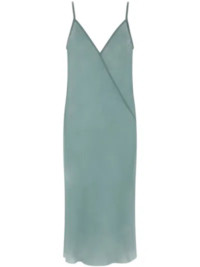 Rick Owens V-neck Midi Dress In Blue