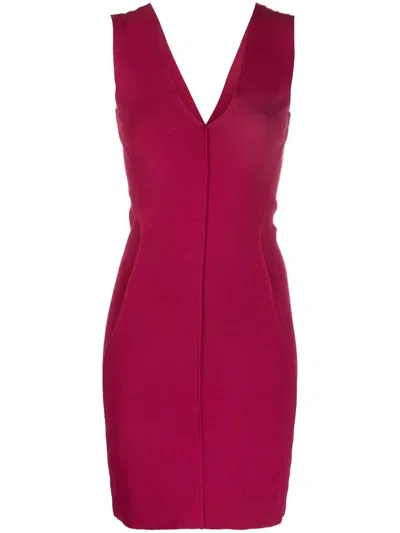 Rick Owens V-neck Knitted Mini Tank Dress In Rosa