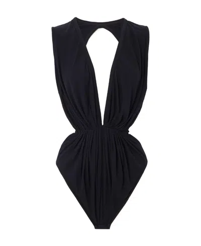 Rick Owens V-neck Open-back Body In Black