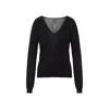 Rick Owens Deep V-neck Virgin Wool Sweater With Long Sleeves In Black
