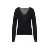 Rick Owens Deep V-neck Virgin Wool Sweater With Long Sleeves In Black