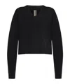 Rick Owens V-neck Ribbed Knit Top In Black
