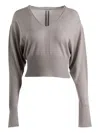 Rick Owens V-neck Ribbed Top In Brown