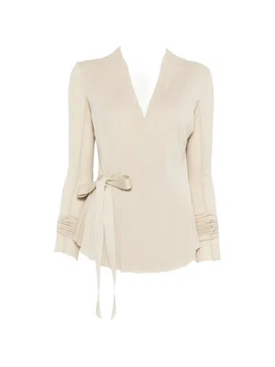 Rick Owens V-neck Ribbon Cardigan In Neutral