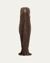 Rick Owens V-neck Sleeveless Flowy Velvet Gown In Brown