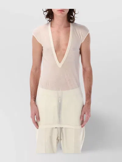Rick Owens V-neck Sleeveless Longline Sheer Vest In Purple