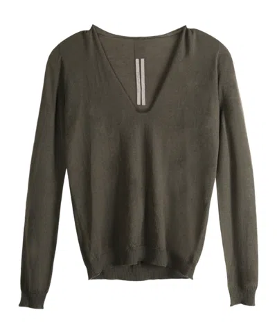 Rick Owens V-neck Sweater In Green