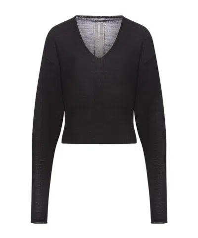 Rick Owens V-neck Sweater In Black