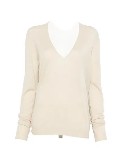 Rick Owens V-neck Sweater In Neutral