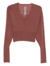 Rick Owens V-neck Sweater In Brown