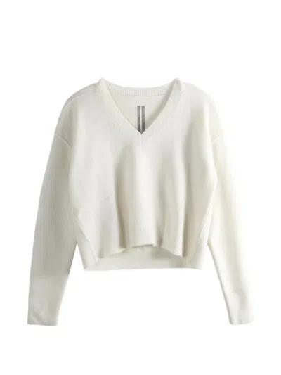 Rick Owens V-neck Sweater In White