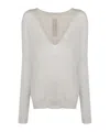 Rick Owens V-neck Pull Virgin Wool Top In White