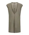 Rick Owens V-neck Cotton T-shirt In Gray