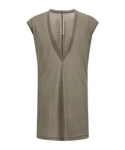 Rick Owens V-neck T-shirt In Green