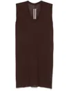 Rick Owens Brown V-neck Tank Top In ブラウン