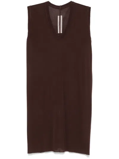 Rick Owens Brown V-neck Tank Top In 04 Brown
