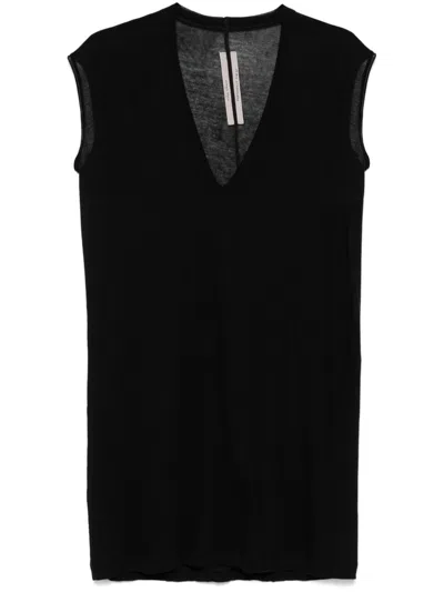 Rick Owens V-neck Tank Top In Black