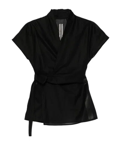 Rick Owens V-neck Top In Black