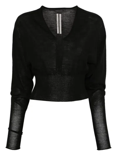 Rick Owens V-neck Top In Black