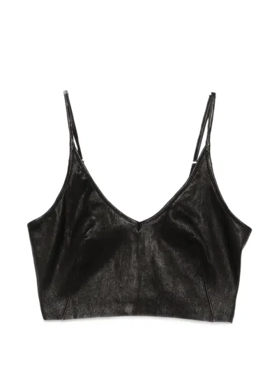 Rick Owens V-neck Top In Black