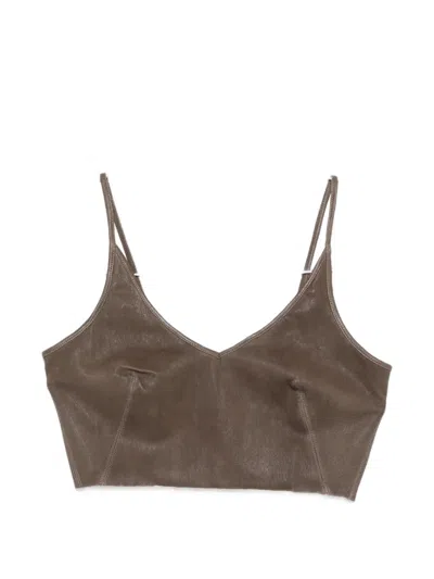 Rick Owens V-neck Top In Brown