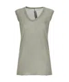 Rick Owens Cotton V-neck Sleeveless Top In Gray